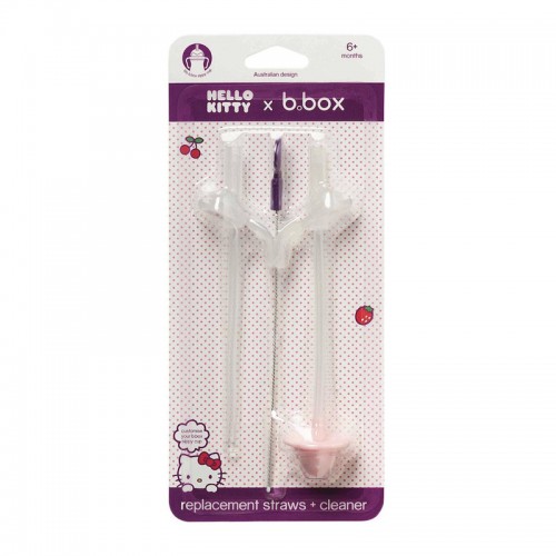 B.box Hello Kitty Sippy Cup Replacement Straw + Cleaner (2 straws + 1 brush) - Candy Floss